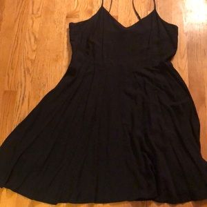 Strappy smock back little black sundress dress